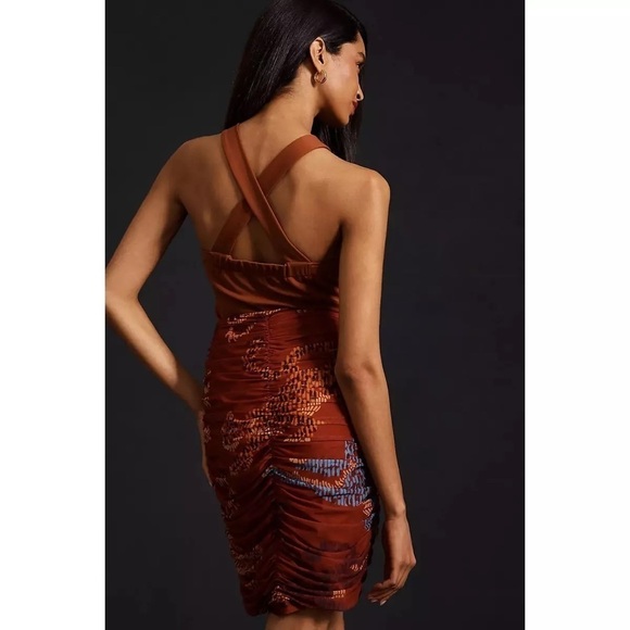 NWT Farm Rio for Anthropologie Ruched Mesh Mini Skirt Red Abstract Sz XXS - Picture 4 of 16